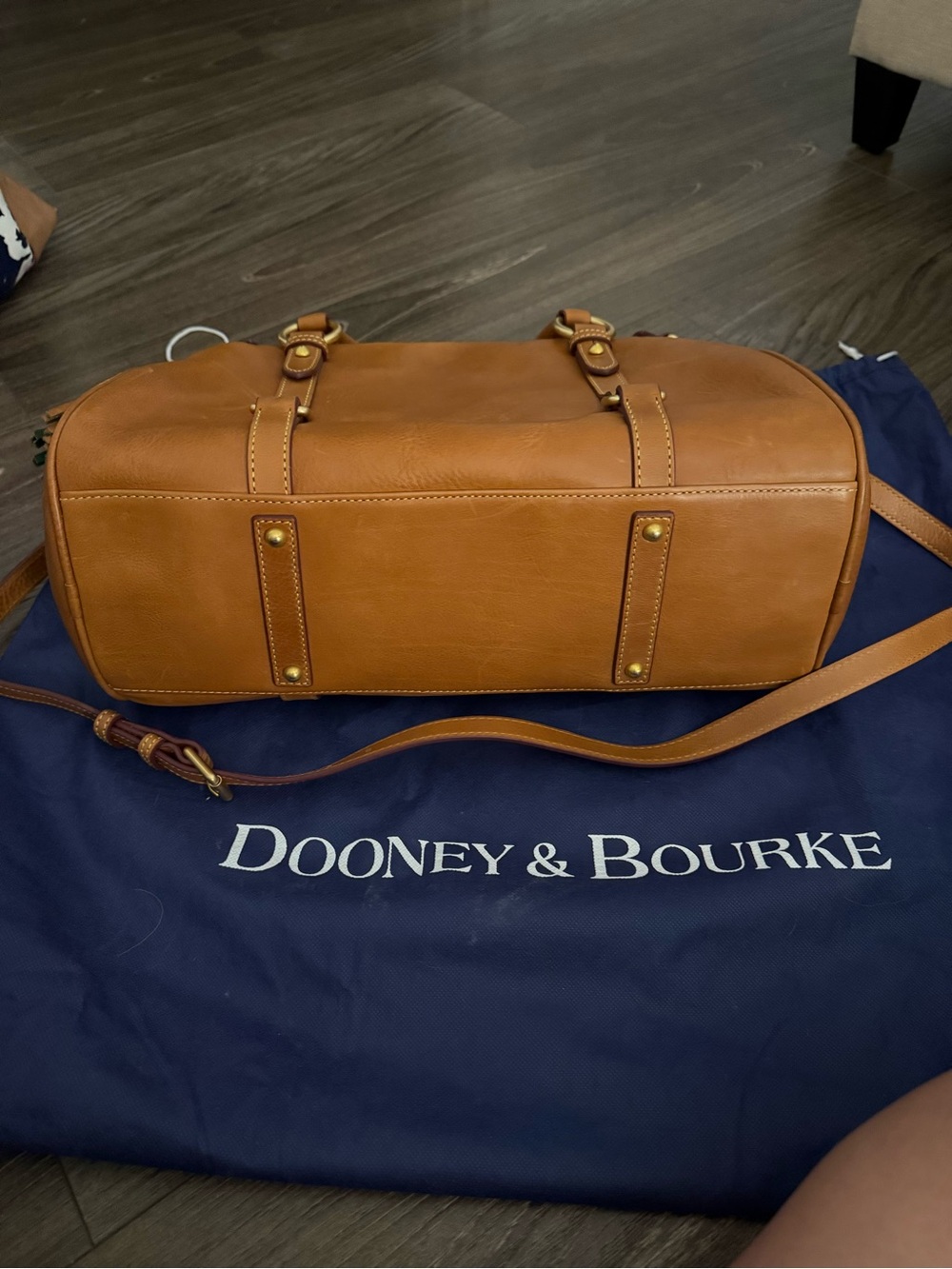 Dooney & Bourke Brown Leather Satchel with Braided Handle and Gold Hardware - Picture 5 of 5